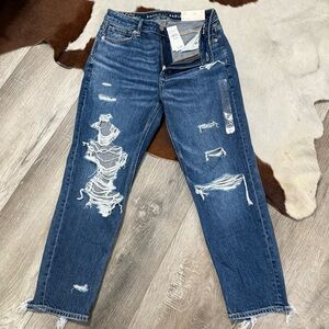 American Eagle Outfitters Super Indigo Ripped Strigid Mom Jean